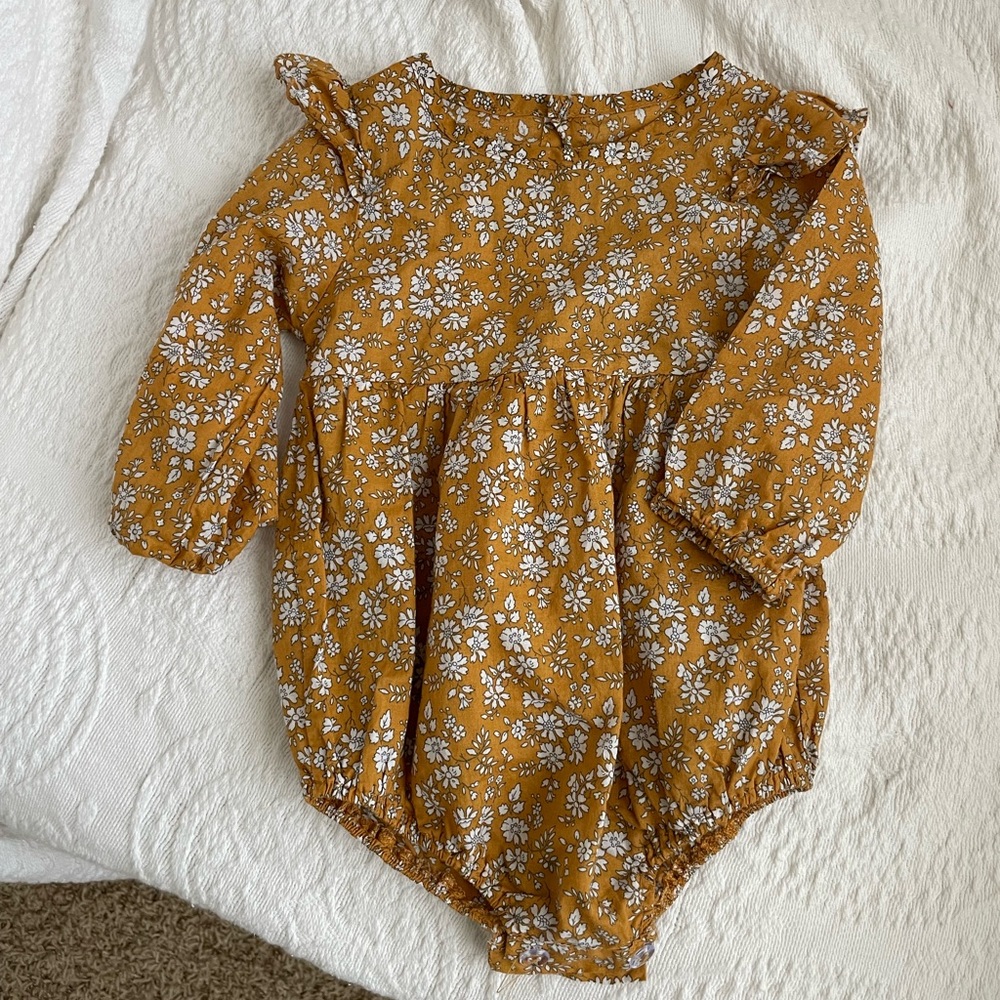Mustard yellow floral romper